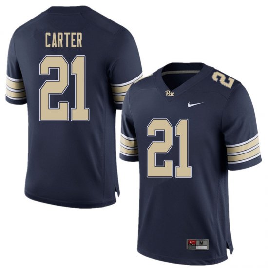 Sale - V\'Lique Carter #21 Pitt Panthers Home Blue Men High School Alumni Football Embroidery Jersey