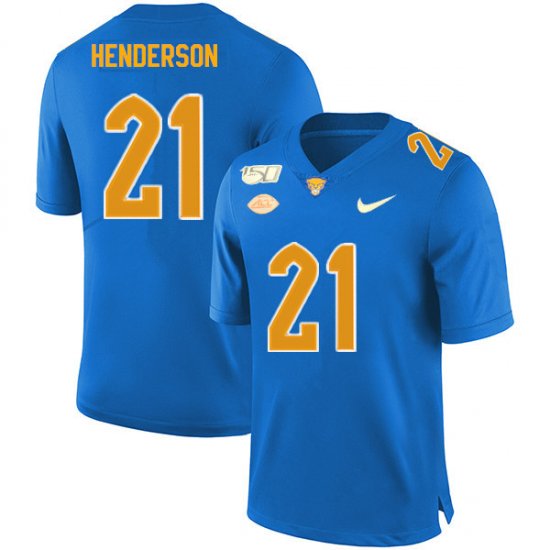 Sale - Malik Henderson #21 Pitt Panthers Royal Men High School Official Football Stitch Jersey