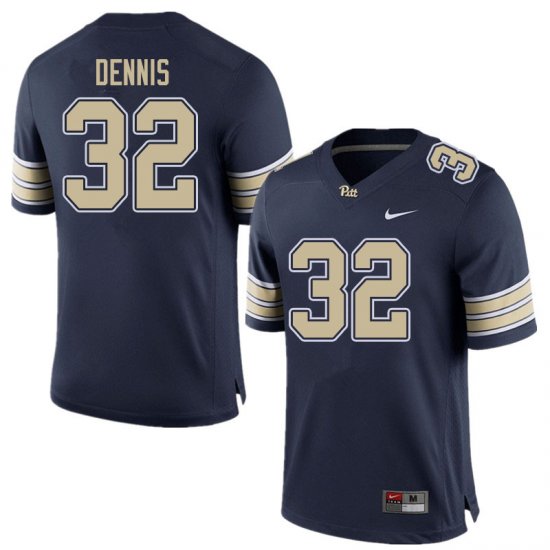 Sale - SirVocea Dennis #32 Pitt Panthers Home Navy Men High School Official Football Stitch Jersey