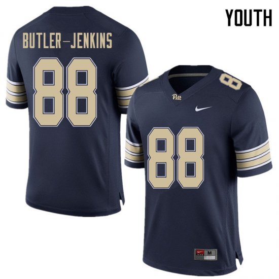 Sale - Dontavius Butler-Jenkins #88 Pitt Panthers Home Blue Youth High School Alumni Football Embroidery Jersey