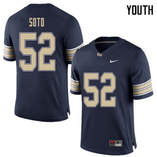 Sale - Shakir Soto #52 Pitt Panthers Home Blue Youth High School Official Football Stitch Jersey