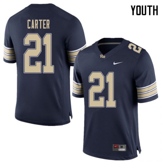 Sale - V\'Lique Carter #21 Pitt Panthers Home Blue Youth High School Alumni Football Embroidery Jersey