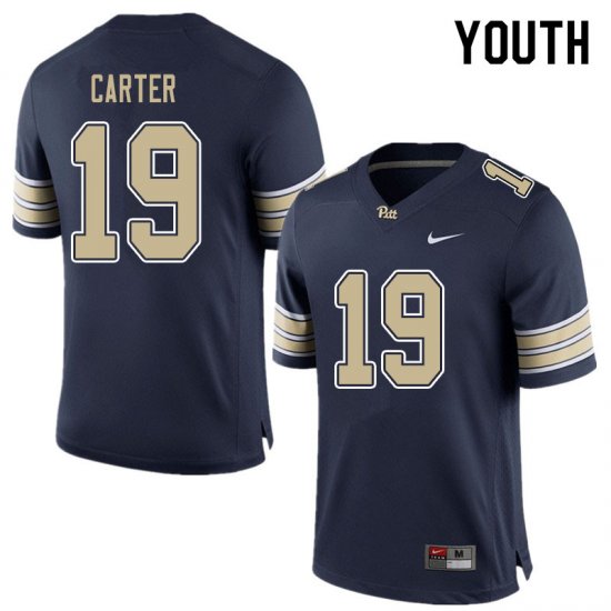 Sale - V\'Lique Carter #19 Pitt Panthers Blue Youth High School Alumni Football Embroidery Jersey