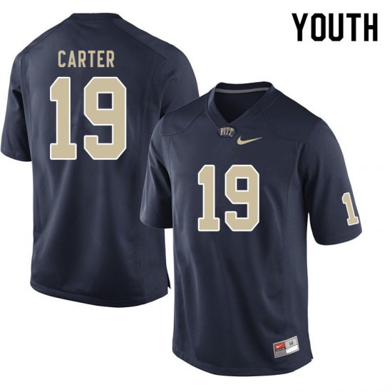 Sale - V\'Lique Carter #19 Pitt Panthers Navy Youth High School Alumni Football Embroidery Jersey