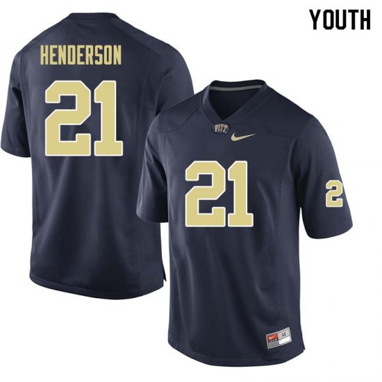 Sale - Malik Henderson #21 Pitt Panthers Navy Youth High School Alumni Football Embroidery Jersey