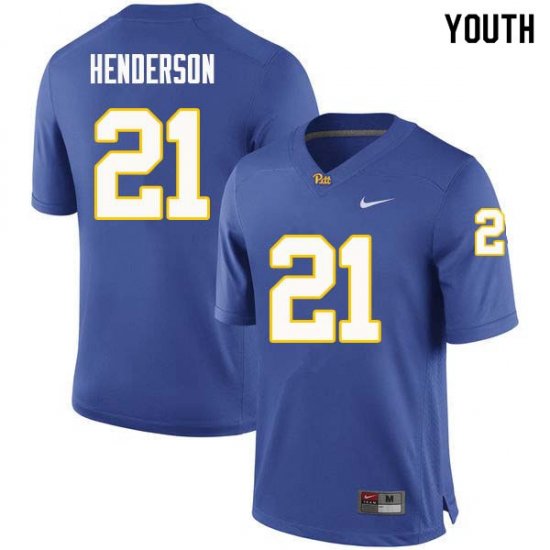 Sale - Malik Henderson #21 Pitt Panthers Royal Youth High School Alumni Football Embroidery Jersey