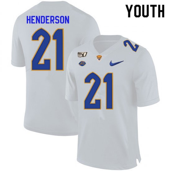 Sale - Malik Henderson #21 Pitt Panthers White Youth High School Alumni Football Embroidery Jersey