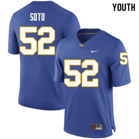 Sale - Shakir Soto #52 Pitt Panthers Royal Youth High School Official Football Stitch Jersey