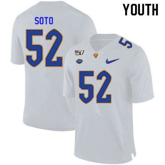 Sale - Shakir Soto #52 Pitt Panthers White Youth High School Alumni Football Embroidery Jersey