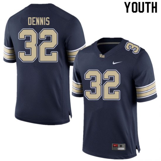 Sale - SirVocea Dennis #32 Pitt Panthers Home Navy Youth High School Official Football Stitch Jersey