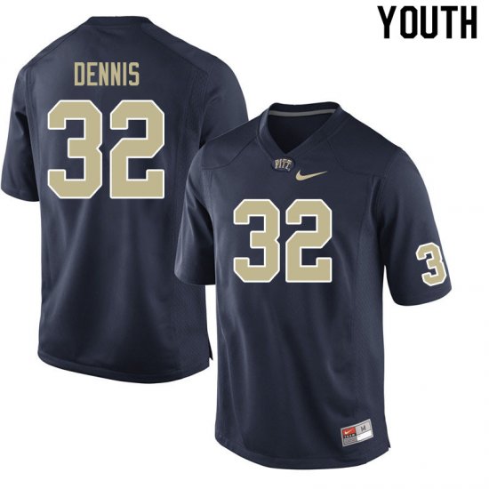 Sale - SirVocea Dennis #32 Pitt Panthers Navy Youth High School Official Football Stitch Jersey