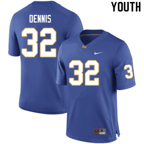 Sale - SirVocea Dennis #32 Pitt Panthers Royal Youth High School Alumni Football Embroidery Jersey