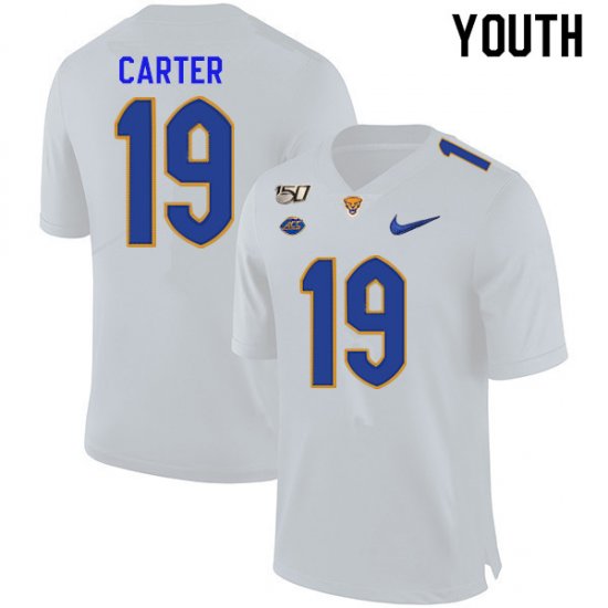 Sale - V\'Lique Carter #19 Pitt Panthers White Youth High School Alumni Football Embroidery Jersey